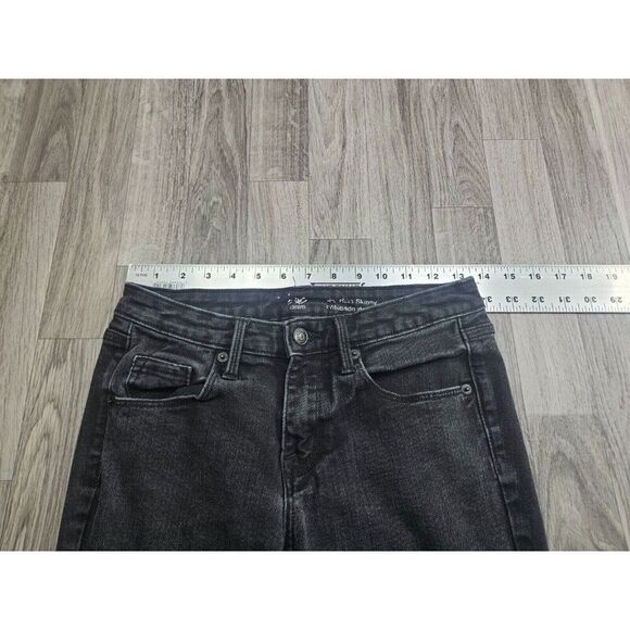 (3/$35) Mossimo Size 2 Long Power Stretch Mid RIse Skinny Denim Blue Black Jeans - Picture 7 of 11